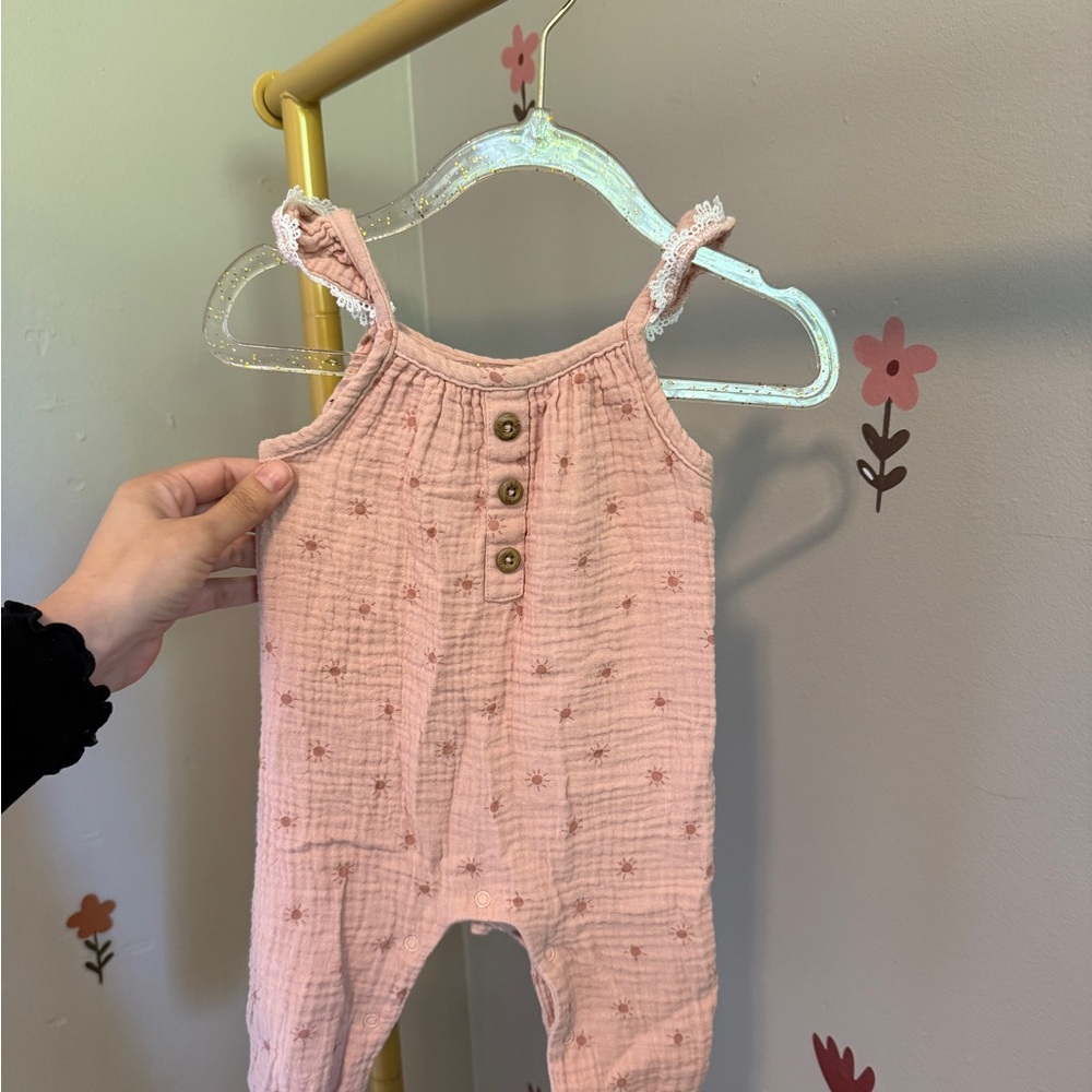 Pink Kids Romper with Button Detail